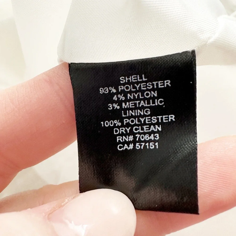 Eliza J White Shimmer Embellished Neckline Sleeveless‎ Fit Flare Dress Size 12 - Picture 14 of 15